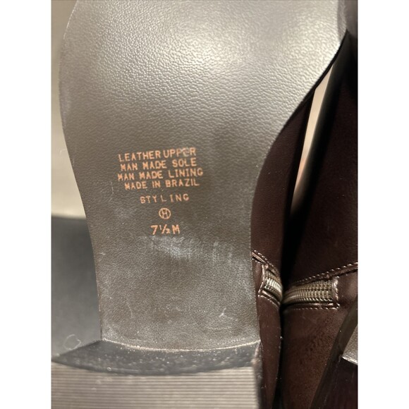 Bandolino Ankle Boots Booties Brown Leather Heel Zip 7.5 With Box - Picture 11 of 12